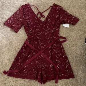 Charlotte Russe Burgundy and sliver glitter romper